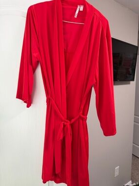 Red Wrap Blouse with Tie Waist - Unbranded